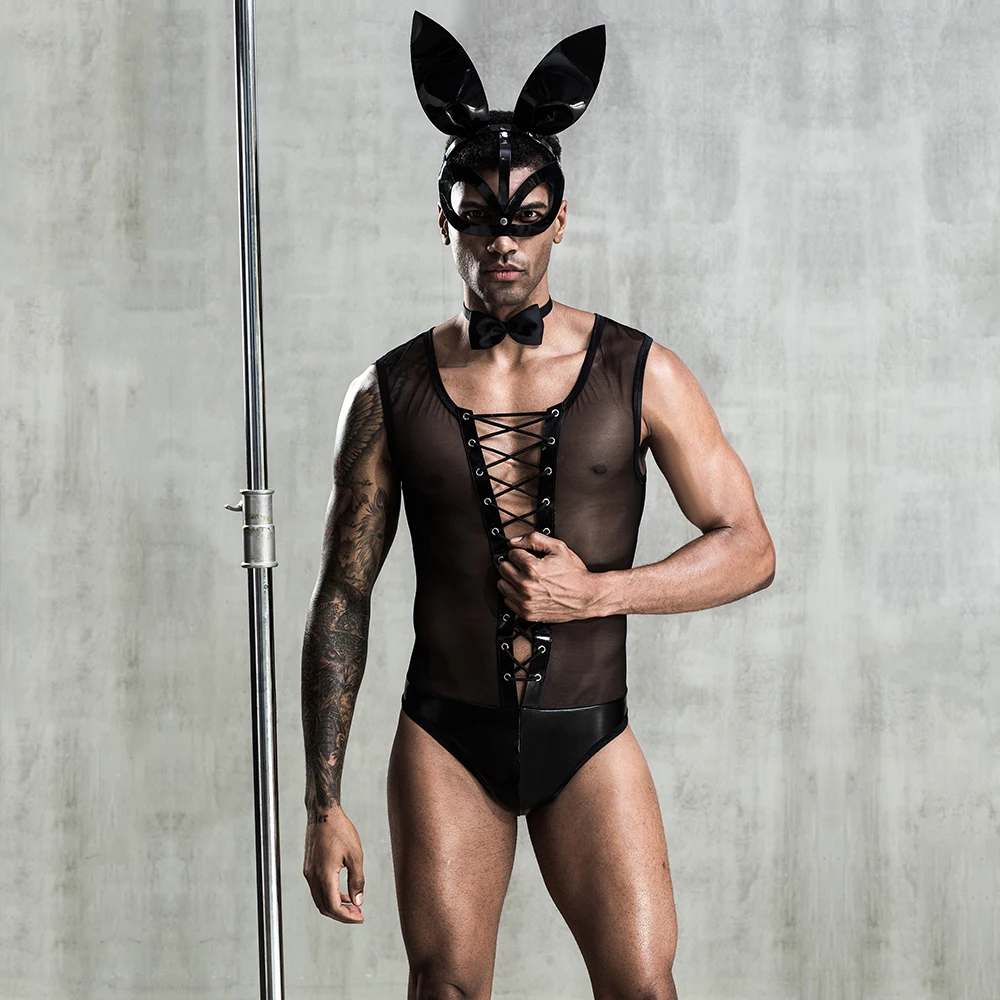 man in sexy bunny suit