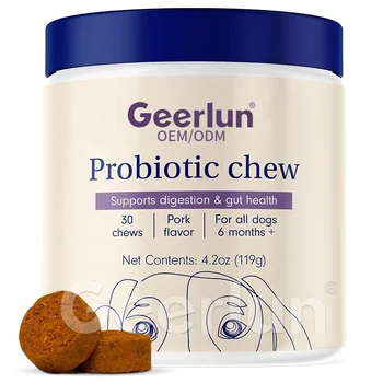 Hot Sale Probiotics Pet Supplements Improve Seasonal Allergies 3 Billion CFU Soft Chews Pork Flavor Probiotics Chew Tablets