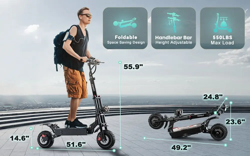 EU Stock 67.2V 38Ah 2800W*2 80km/h FENGQS GT8 PRO Electric Scooter 11 inch Tires Hydraulic Disc Brakes With 90km Range