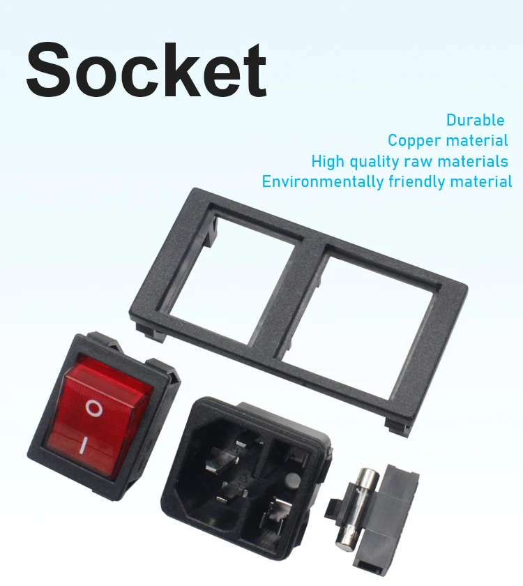 High Quality 110V Fuse Socket Switch AC Power Inlet Connector C14 Power Socket