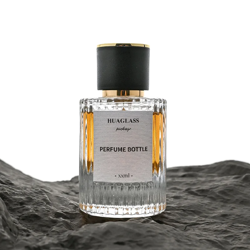 Custom Round Empty 30ml 50ml 100ml Luxury Perfume Bottle Men Spray Vertical Stripe Bottle