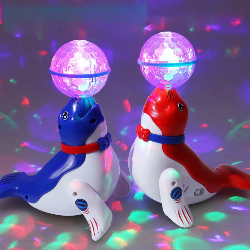 Novelty Light up Toys Children Electric Dancing Spinning Stunt Head Ball Lights Music Sea Lion