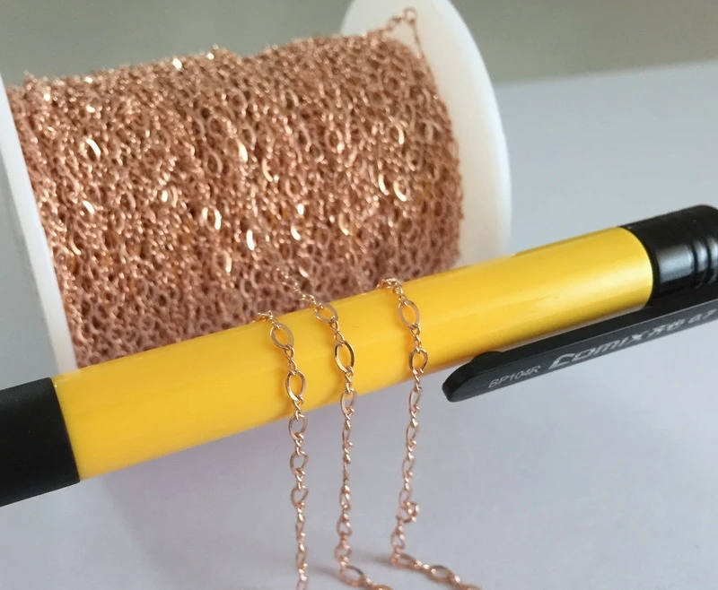 Vintage 2.2mm Figure 8 Cable Chain Rose Gold For Jewelry Making Gold