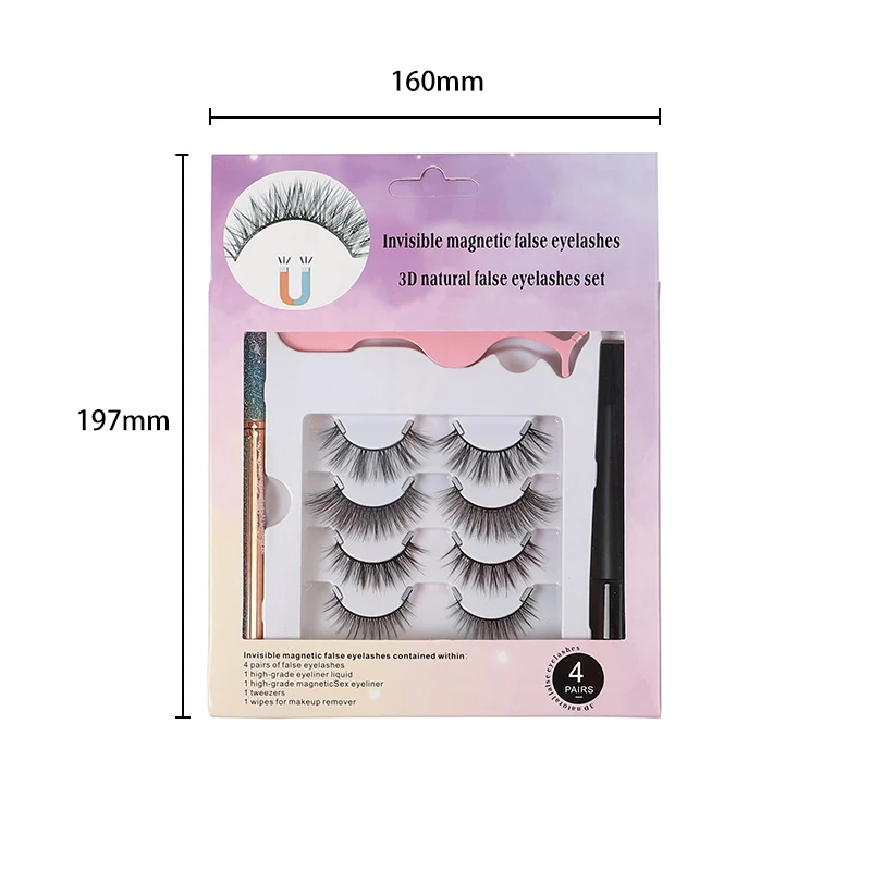 VV-82r Private Label Luxury 3 Pairs Magnetic Eyelashes Set Natural Magnetic Eyeliner And Lashes Kits
