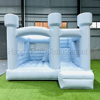 High quality commercial white bounce house combo with water slide jumping castle trampoline for party