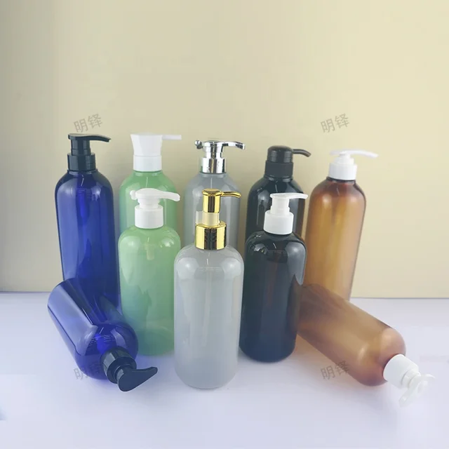 Wholesale PET plastic bottle 500ml 750ml frosted transparent gray shower gel hair conditioner shampoo bottle