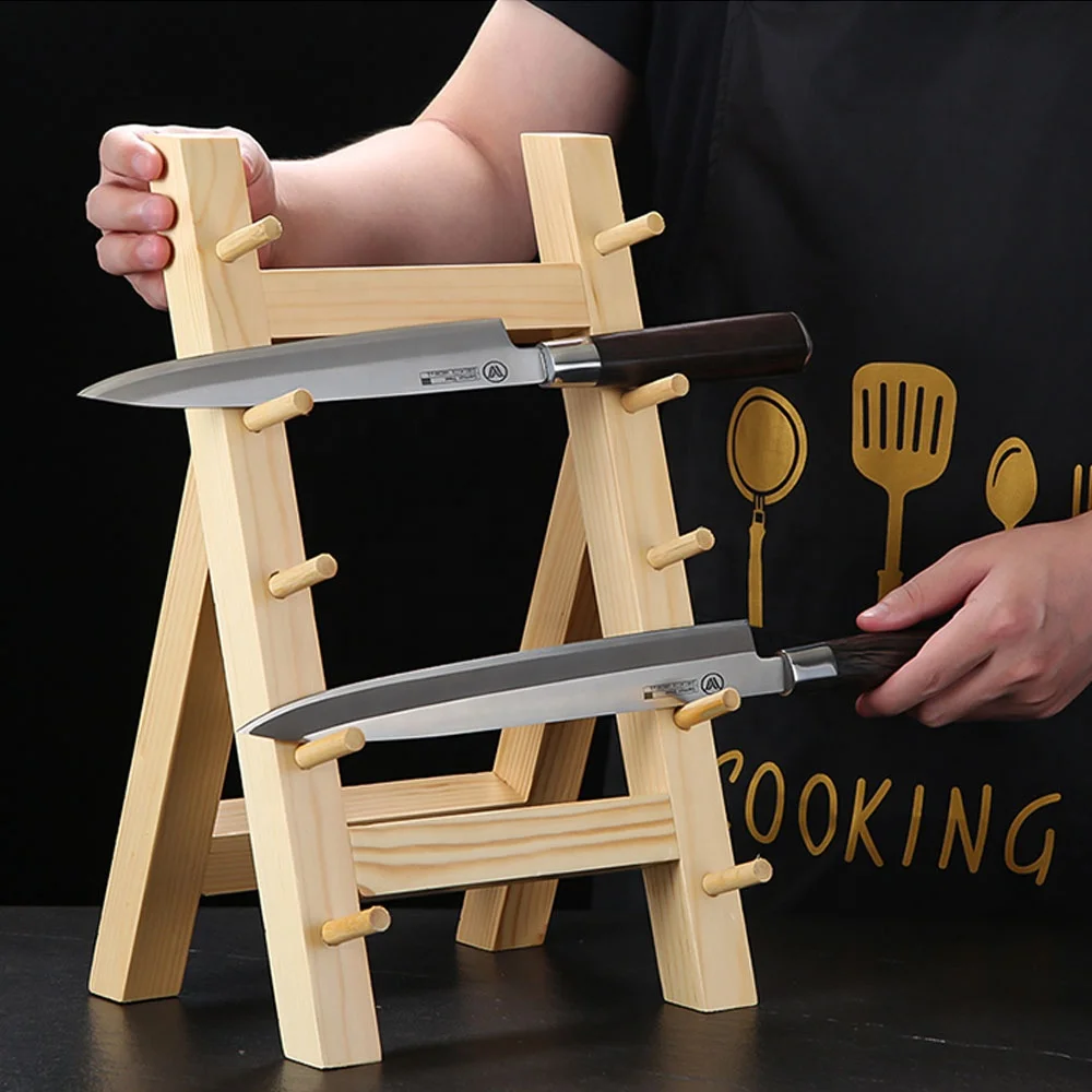 Японский нож сашими, деревянный держатель, кухонная стойка, 5 ярусов, деревянная витрина для ножей