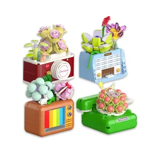 EPT High Quality Creative Decorative Christmas Home Succulent Flower Phone Building Blocks Model Toys for Children