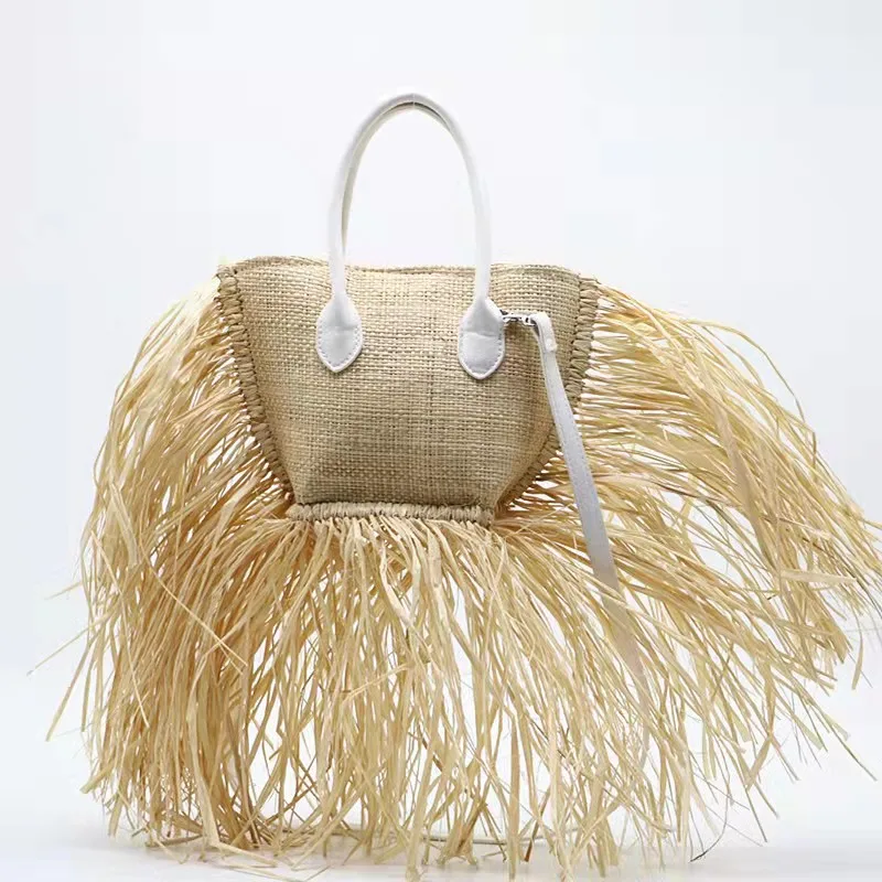 Rattan Woven Beach Tote Bag Large Capacity Woven Bag With 