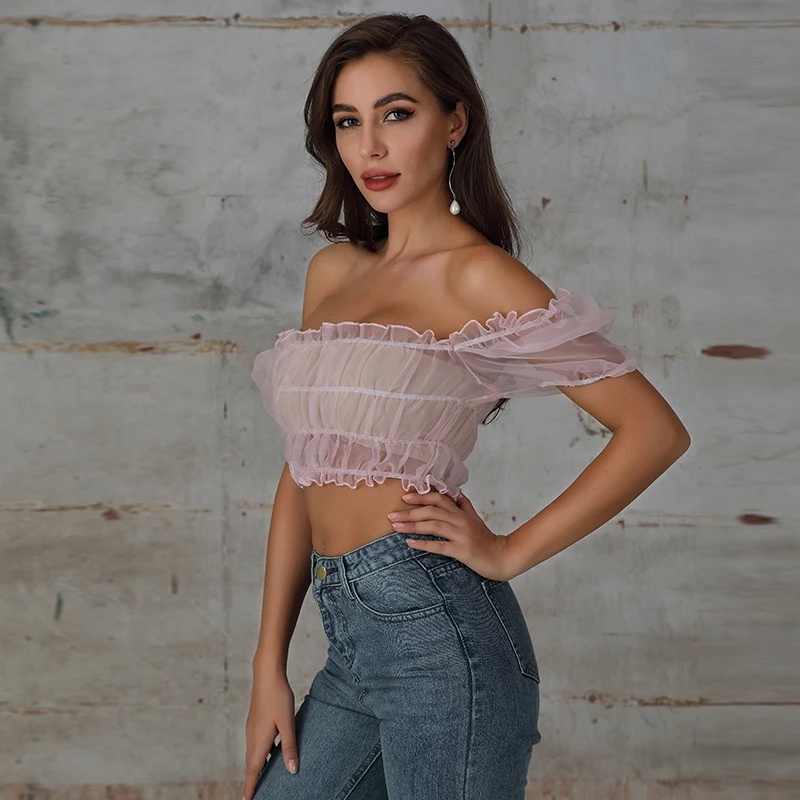 transparent off shoulder top