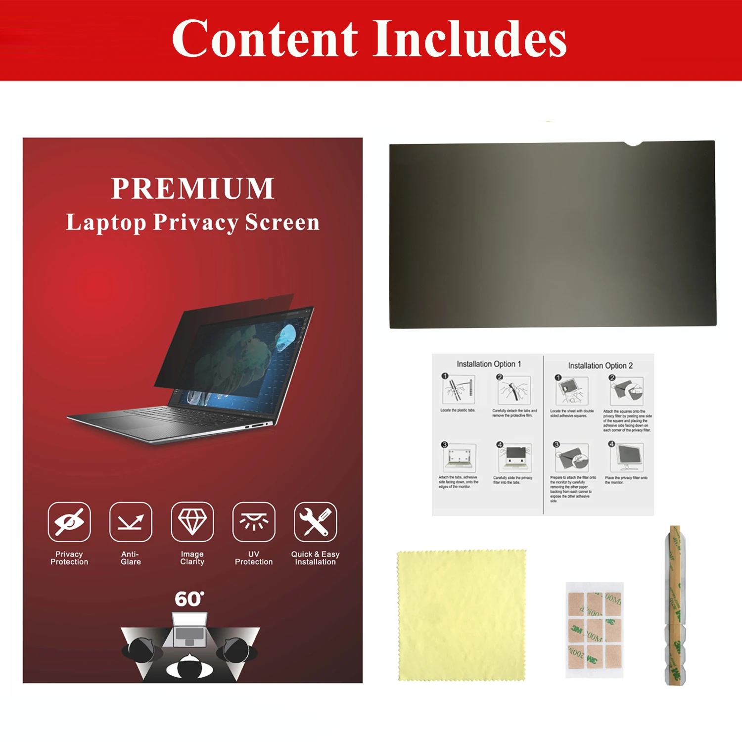 10.1" Laptop Antiglare Privacy Screen Filter For Widescreen Lcd