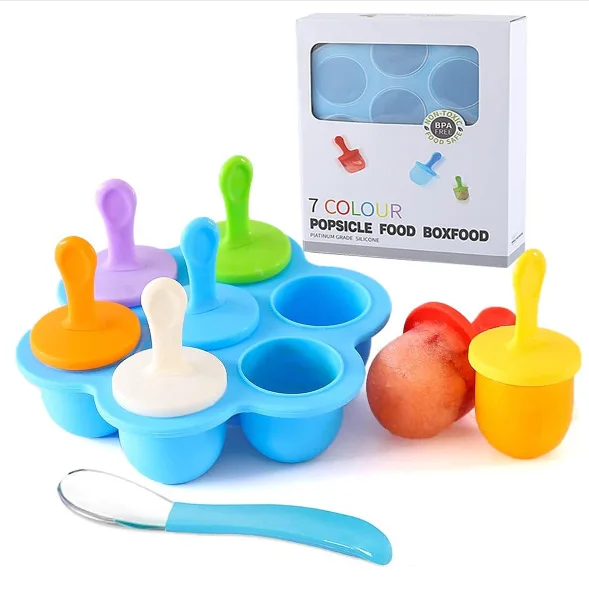 Hot Selling Eco-friendly Food Grade Silicone 7-Hole DIY Mold for Cute Homemade Fruit Milkshake and Ice Cream manufacture