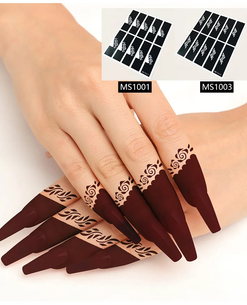 Оптовая Продажа с фабрики высококачественный новый трафарет для тату-тату из хны полуногтевого цветка модель Ближнего Востока шаблон