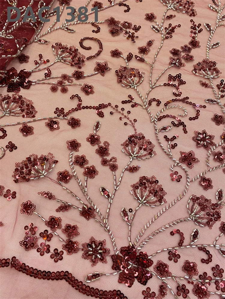beads embroidery lace fabric