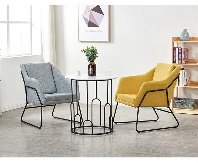 Modern Leisure Chair Cheap Arm Design Fabric Yellow Color Accent Chair Living Room