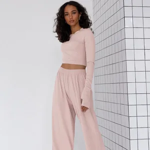 Wholesale Long Jersey Soft Knitted Viscose Sleepwear Set Rayon Cotton Pajamas Women