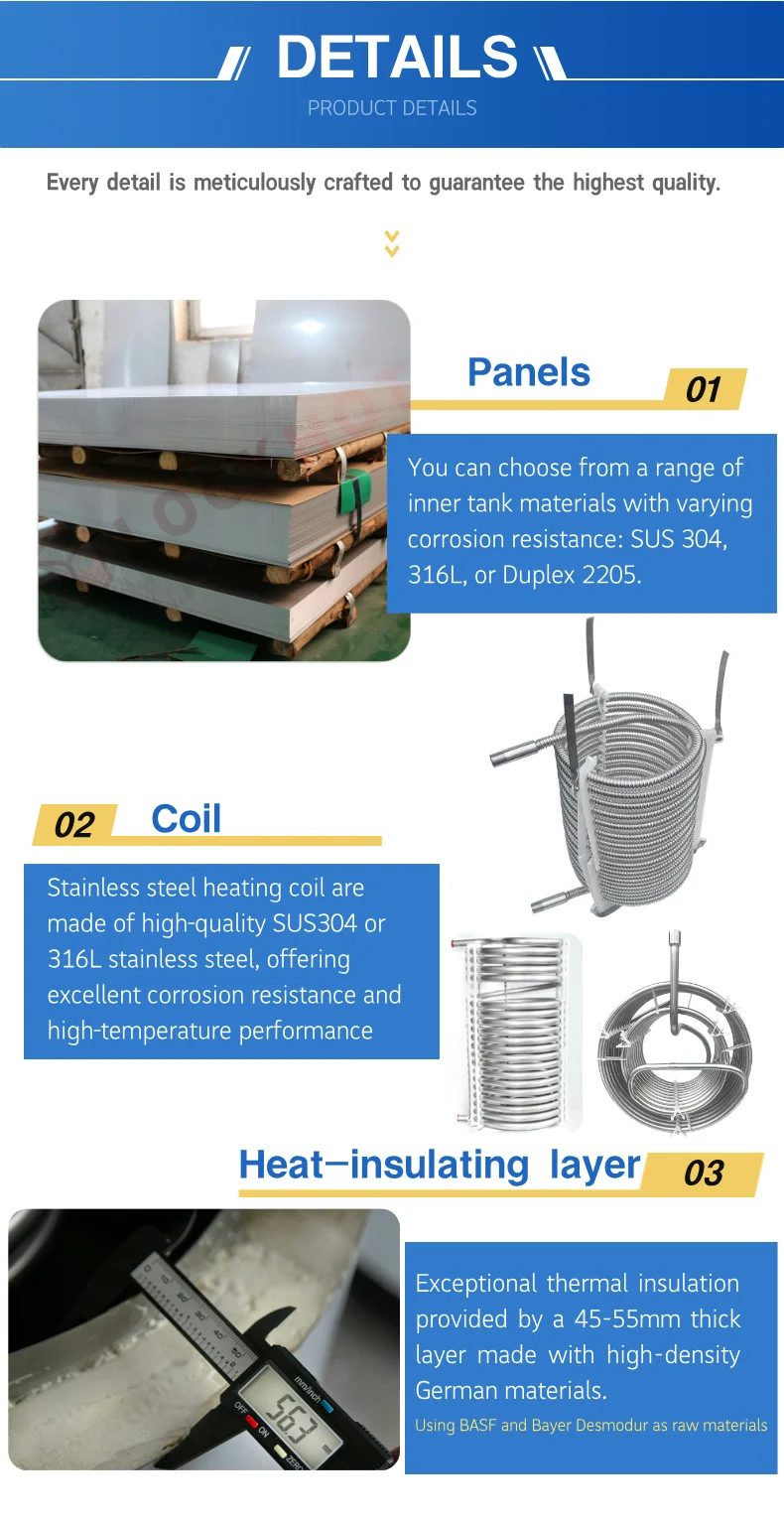 400L Buffer Water Tank for Hot Solar Water RV Household Air Source Heat Pump R290 Battery for Hotels Outdoor Applications