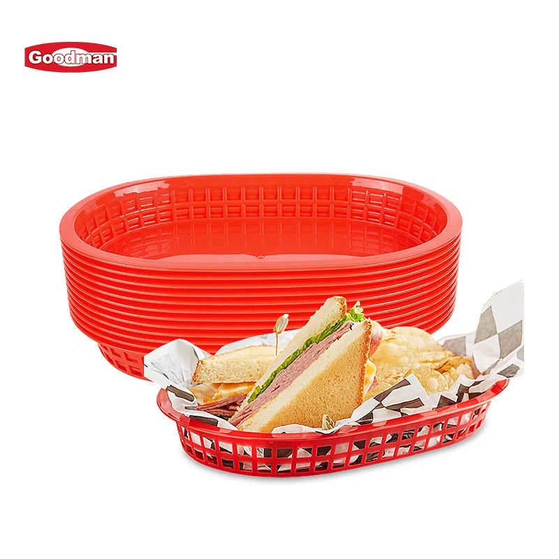 11" x 7" x 1 1/2" Fast Food Basket, Polypropylene, Custom colors