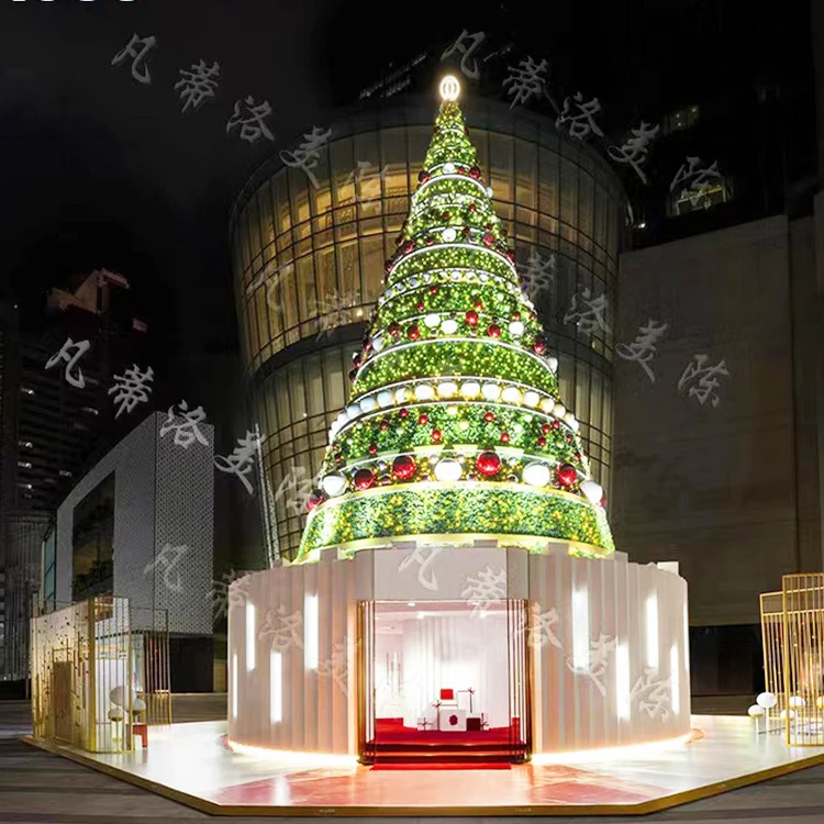 LED付き人工クリスマスツリー 中型 カスタマイズ可能な大きな人工クリスマスツリー - 15m LEDライト付き