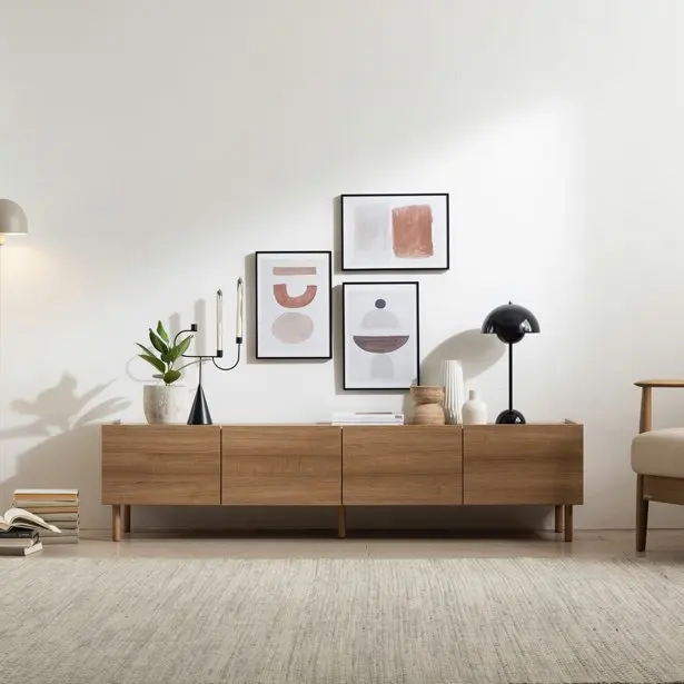 China Factory Cheap Price Living Room Furniture TV Console Simple Solid Wood Manufactory TV Stand