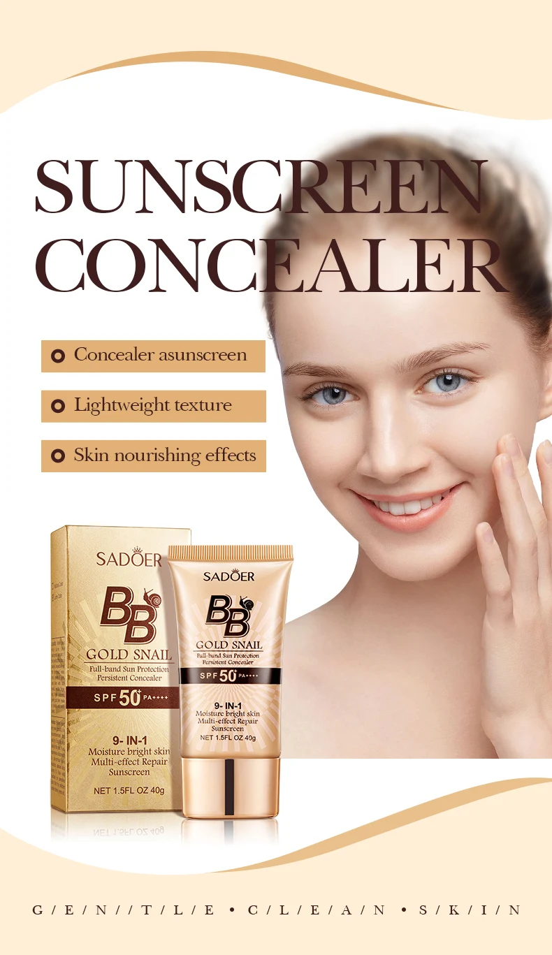 OEM SADOER korean cosmetics snail BB repair concealer waterproof sunscreen primer isolation foundation cream details