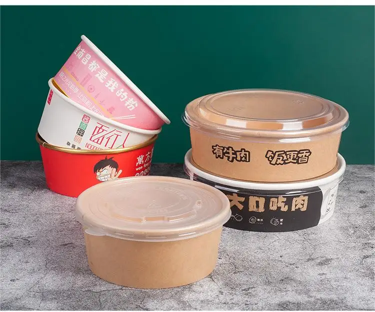Custom Disposable Kraft Food Paper Bowl Lunch Salad Bowl With Logo ...