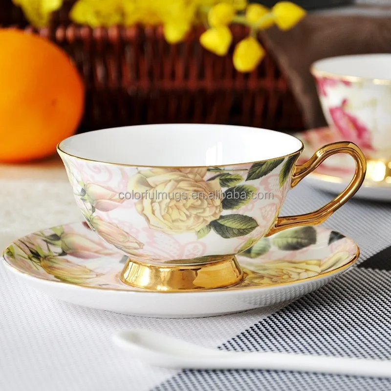 Fine Bone China Coffee Cup Coffee Cup With Saucer Tea Cup With Gold Rim ...