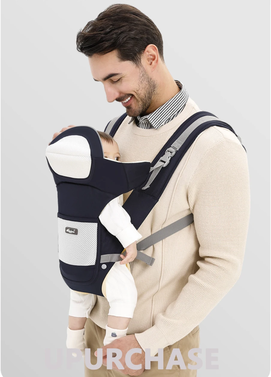 Canguru leve e respirável com assento e mochila para bebê_voghion.com