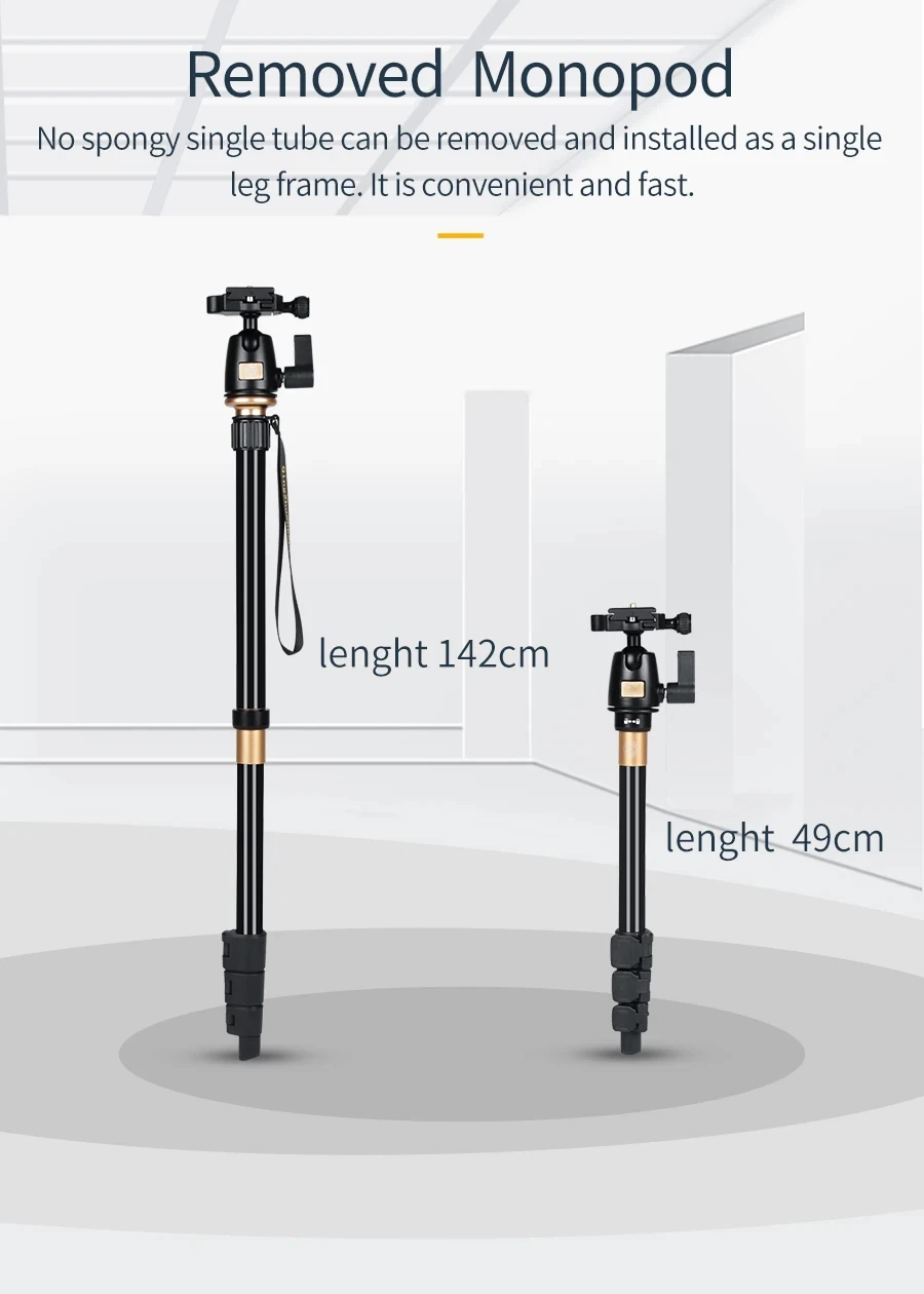 Stativ Kamery QZSD Q555 Fotoaparát z hliníkové slitiny Video Monopod Profesionální Výsuvný Stativ S Rychloupínací Deskou Stojan
