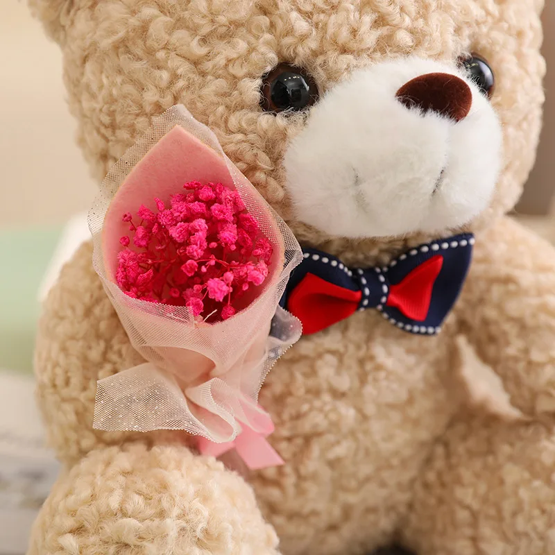 Factory Wholesale Kawaii Stuffed Teddy Bear With Rose Plush Valentine's