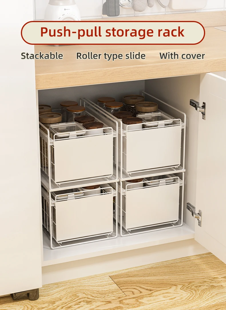 Single-layer Stackable Roller Slide Rail Push-pulling Storage Rack With ...