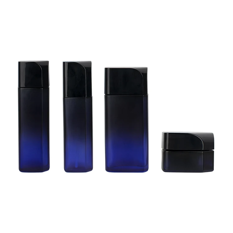 Luxury irregularity shape cosmetic glass bottle set Unique design man Skincare cosmetic packaging