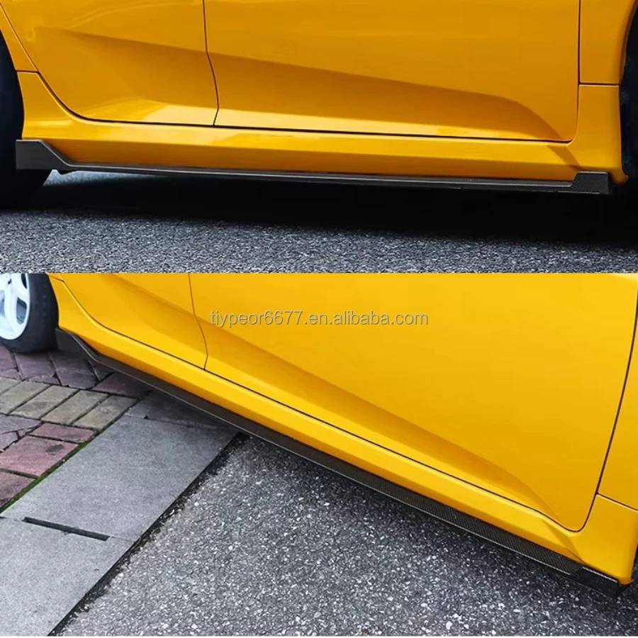  glossy black abs plastic style side skirts extension panel lip-6