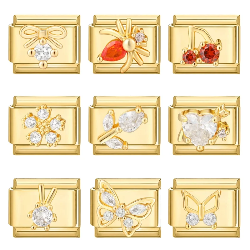 Hot-selling Stylish and Delicate Bohemian Stainless Steel Rhinestone-inlaid Charm Pendants for DIY Bracelet Making