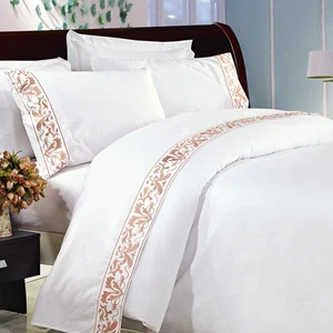 KOSMOS 100% Cotton Bedding Sheet Set Soft Floral Embroidered Flat Bed Sheet with Woven Techniques