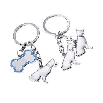 Fashionable dog bone hardware key ring factory can laser logo dog metal pet key chain