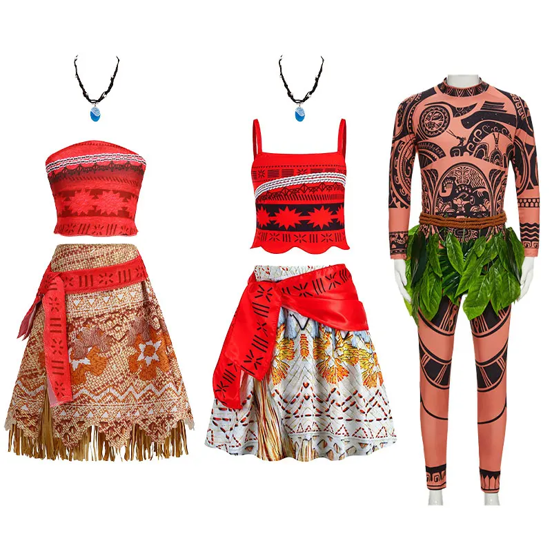 denim dress light Moana Costume with Necklace - Moana 2 Fancy Dress main image 1