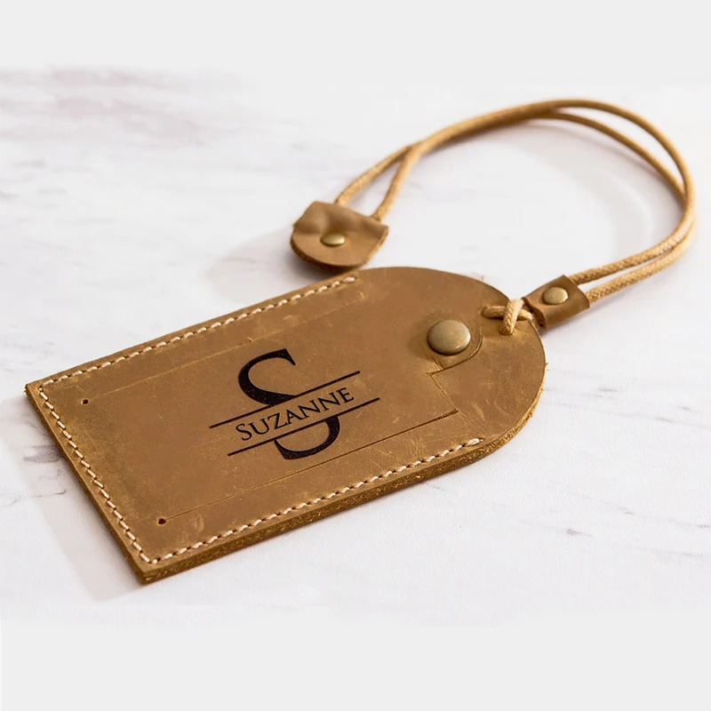 Custom Engraved Real Genuine Leather Luggage Tag Vintage Elegant ...