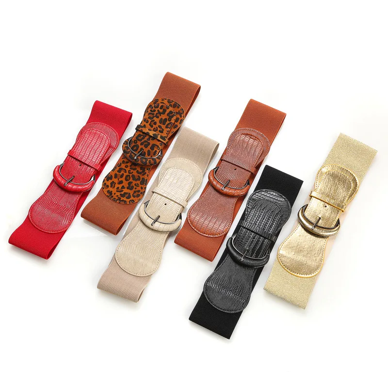 1856 2 Pcs Women Wide Stretchy Cinch Belt Vintage Chunky Buckle Belts Women main image 4