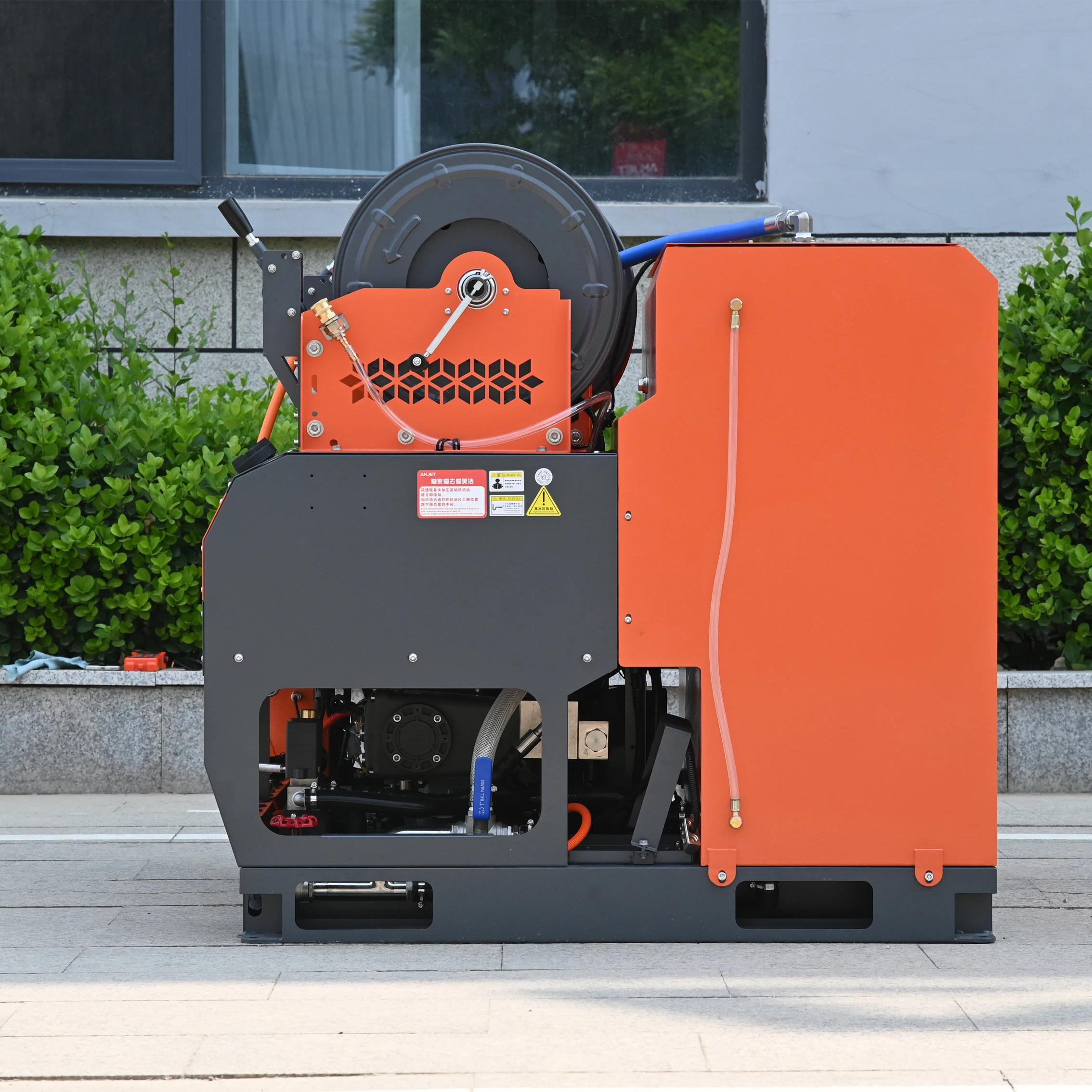 AMJET 2 Cylinder Gasoline Sewer Jet 3000psi65LPM for Cleaning 50-600mm Drain Pipes 200bar17gpm for Cleaning Various Oily Pipes.
