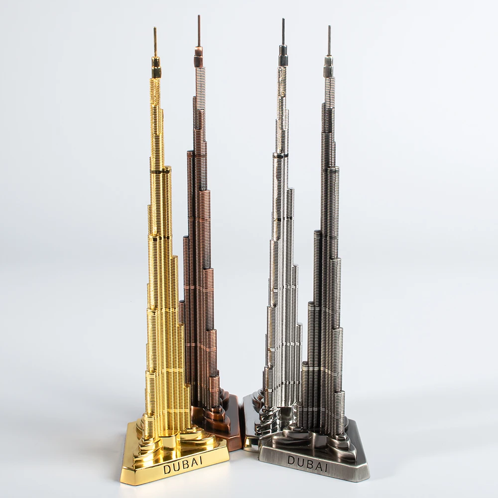 Custom World Famous Architecture Notre Dame Triumphal Arch Paris Louvre Dubai Burj Kalifa Metal 3d Miniature Building Model