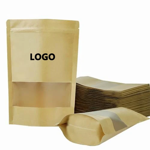 New Design Compostable Bag Biodegradable Packing Zipper Kraft Paper Packaging Bags Food Stand Up Pouch