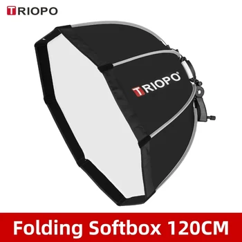 TRIOPO KS120 120cm Foldable Octagon Softbox Bracket Mount Soft Box Handle for  Godox Yongnuo Speedlite Flash Light detail image