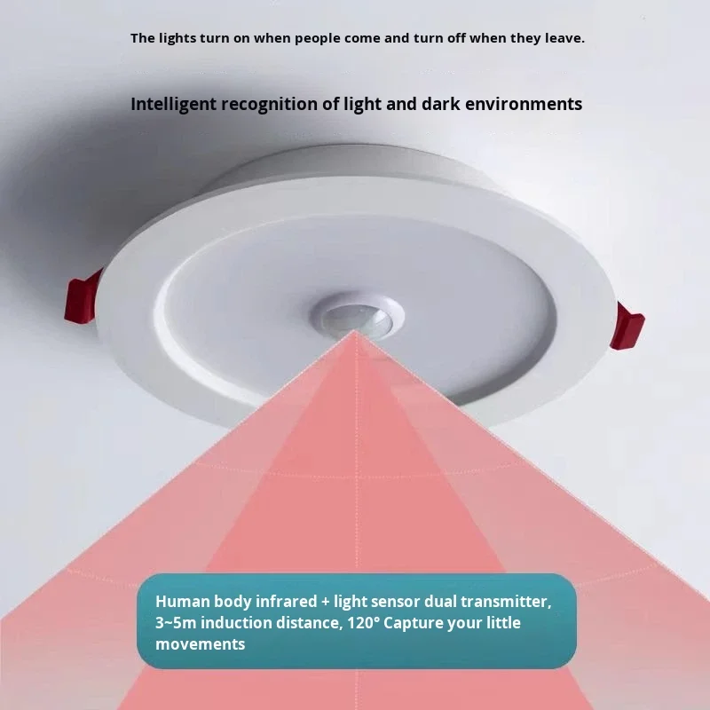 Custom 3-Minute Ultra-Thin Infrared Human Body Radar Sensor Recessed Downlight Corridor Sound-Controlled Ceiling Cutout