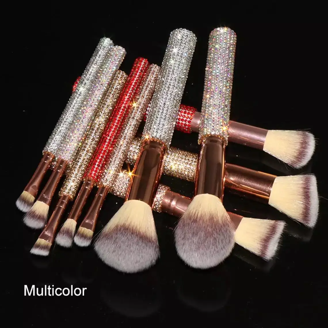 2021 Wholesale Quality Holder Custom Rhinestone Makeup Brushes Private