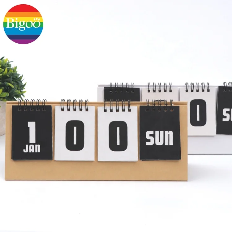 Custom Printed Simple Perpetual Desktop Countdown Calendar Practical Reminder for Office and Home Use