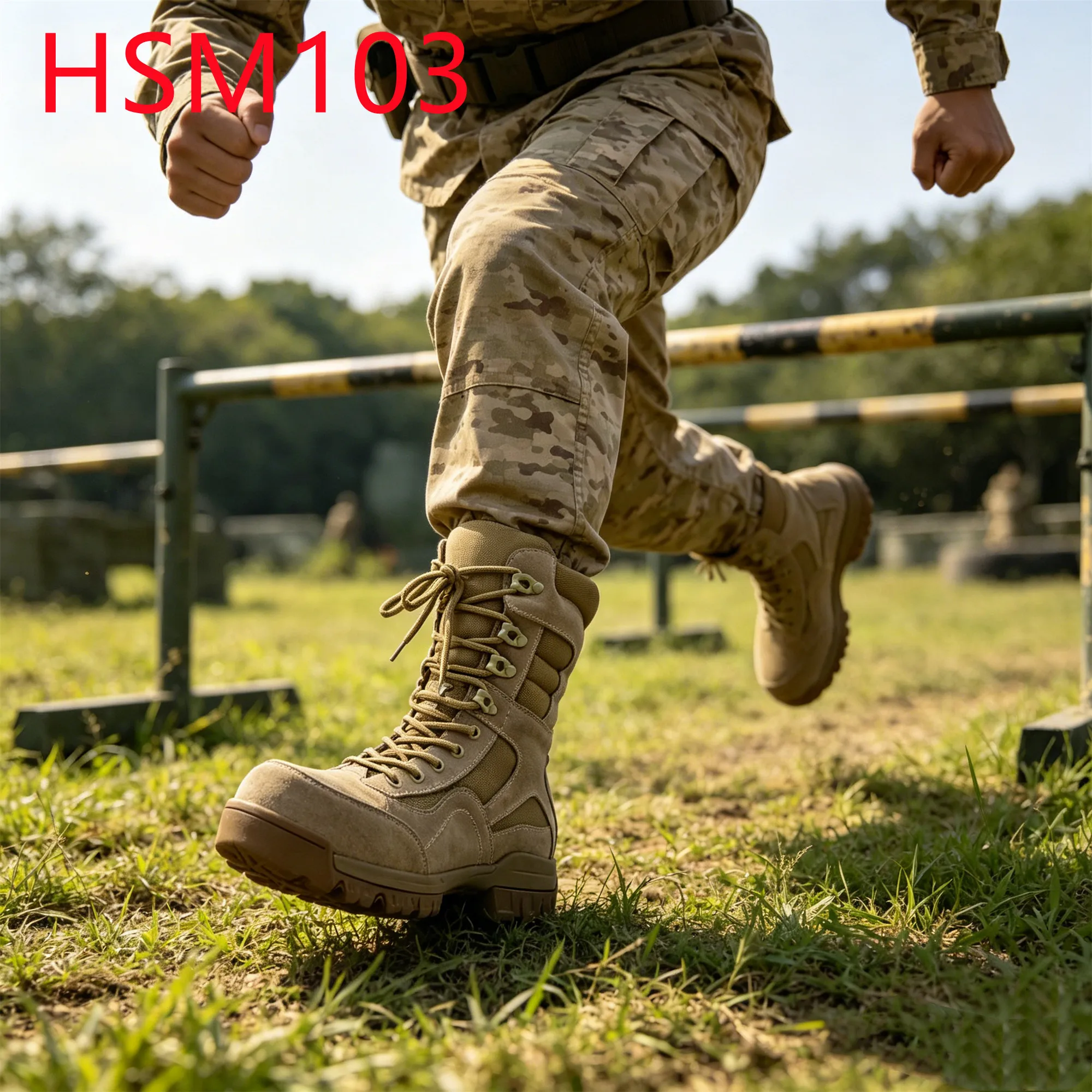 YYR,Off-road Activity Shock-absorbing EVA+rubber Sole Combat Boots Rocky Terrain Black/tan Hua Singh Tactical Boots HSM103