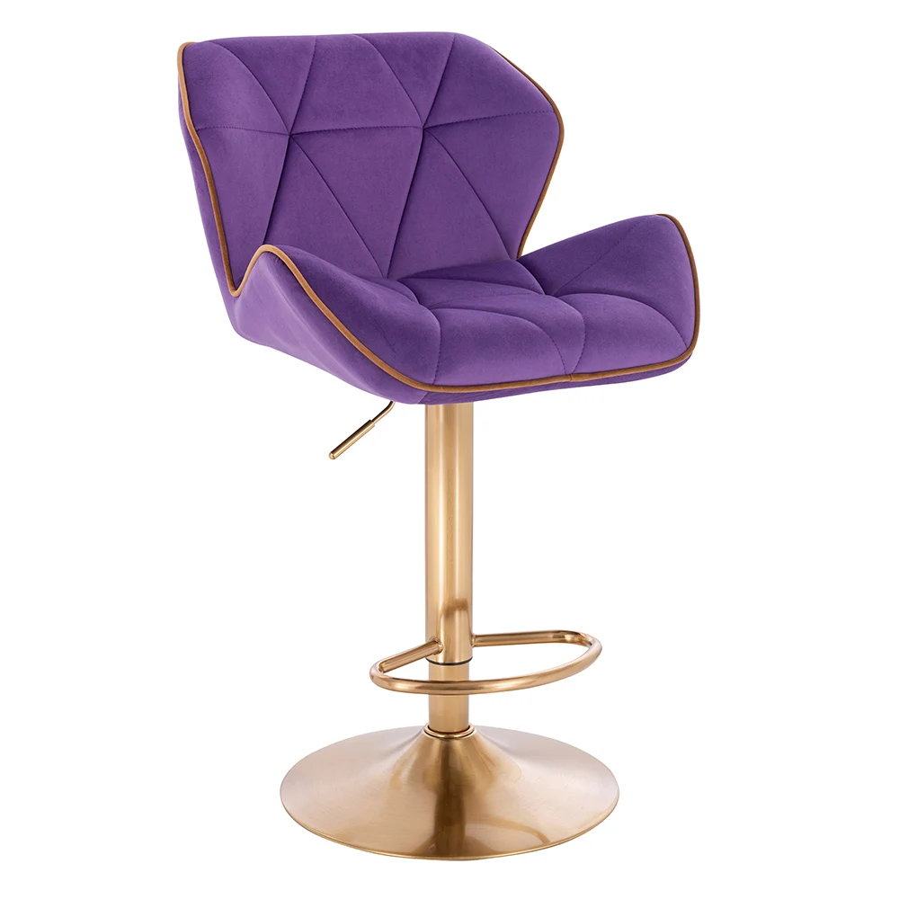 Оптовая продажа, высокий барный стул, Регулируемый поворотный бархатный барный стул с золотыми ножками