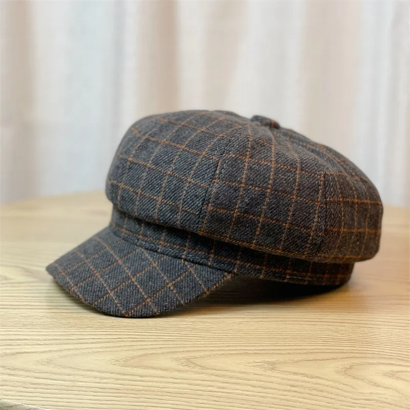 Women Beret Newsboy Hat - French Woolen Cap Octagon Hat