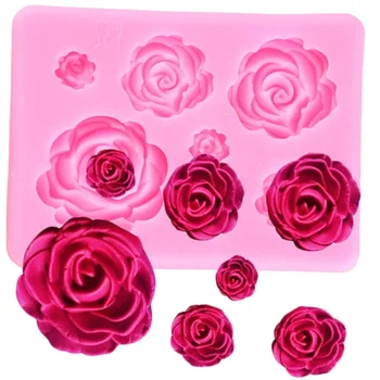 Rose Flower Silicone Molds Wedding Cupcake Topper Fondant Cake Decorating Tools Sugarcraft Candy Clay Chocolate Gumpaste Moulds